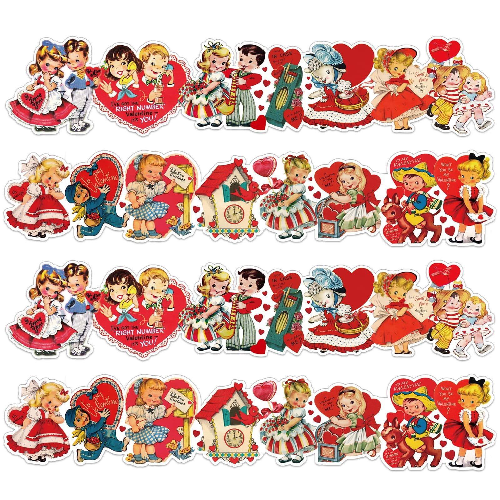 80PCS Vintage Valentine's Day Scalloped Heart Bulletin Board Borders Retro Decor