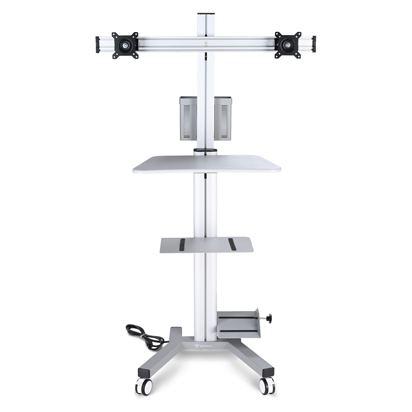 Yescom NexusX Commander Max Mobile PC Stand w/ 2 Poles 2 Monitor for 32" Screen