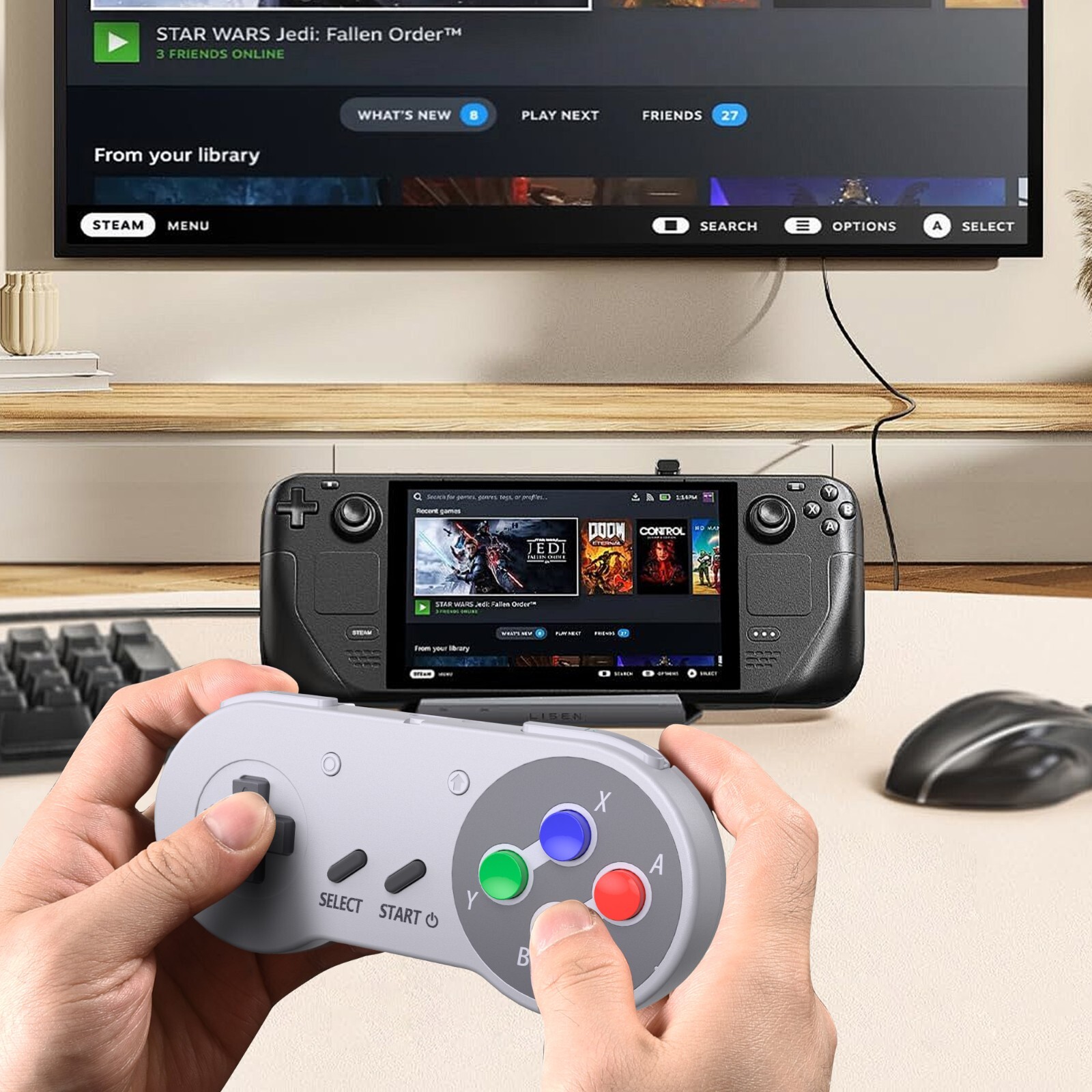 Wireless USB Super NES Controller for Nintendo Switch Online PC macOS Steam Deck