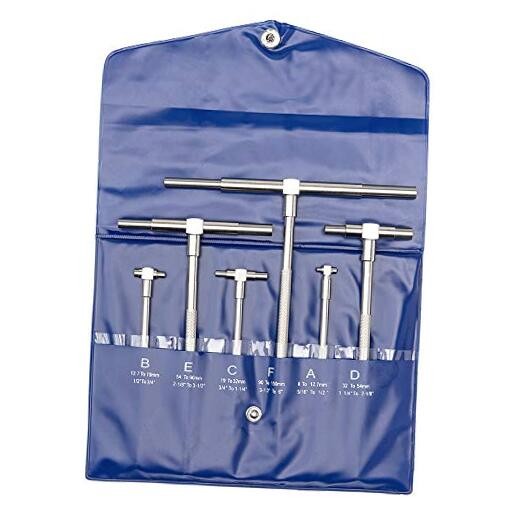 6 Pc Telescoping Gage Set, 5/16" - 6" Range, T-Bore Hole T-Gauges 5/16" to 6"