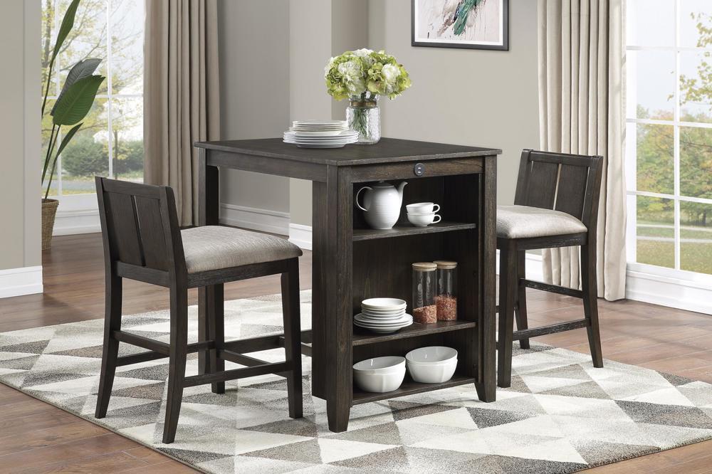 New Practical Modern 3-piece Pack Counter Height Set Table 2x Counter Chairs