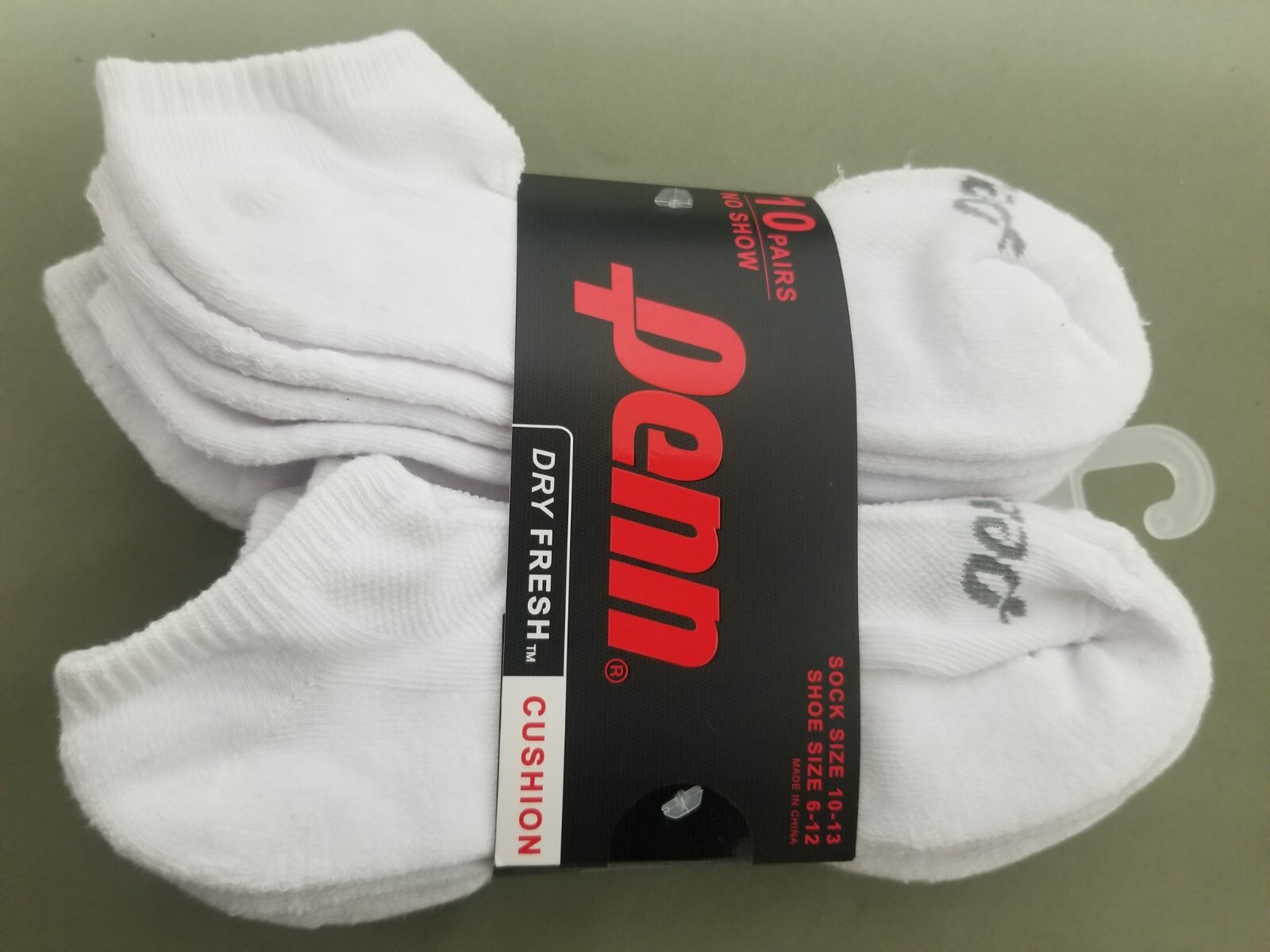 New Penn Mens 10 Pair Athletic Cushion No Show Socks.