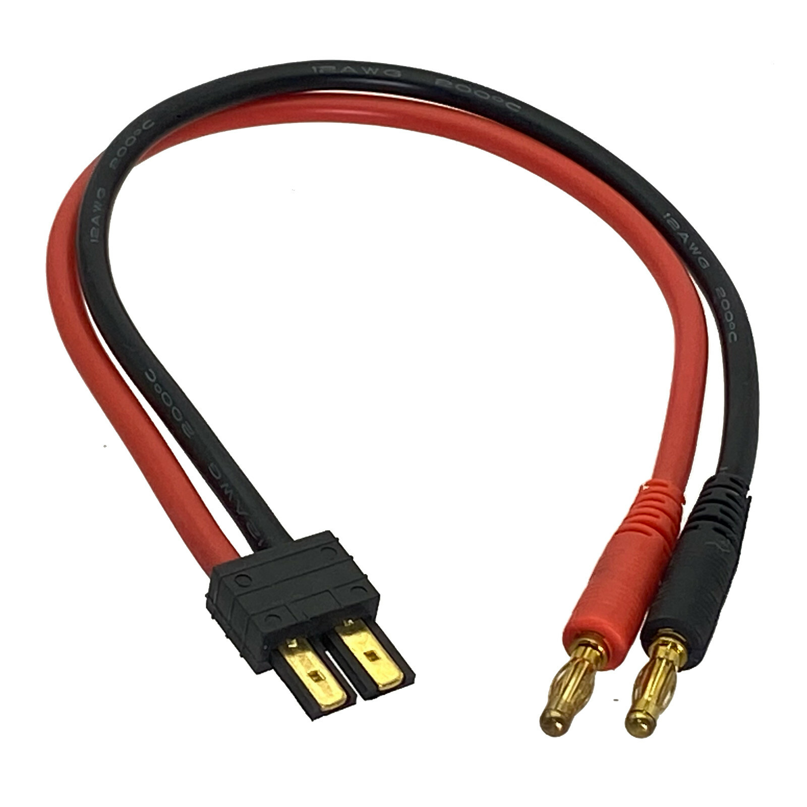4mm Banana Bullets Plug to TRX Traxxas Male 12AWG 30CM cable for lipo Charger