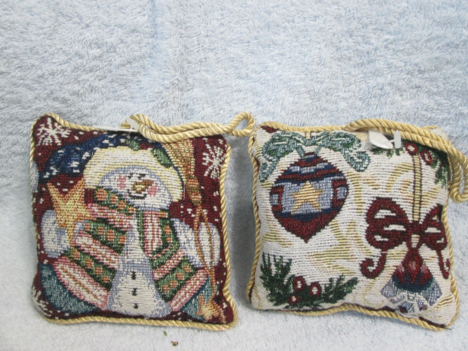 Set Of 2 Tapestry Snowman & Ornament Door Hanger New