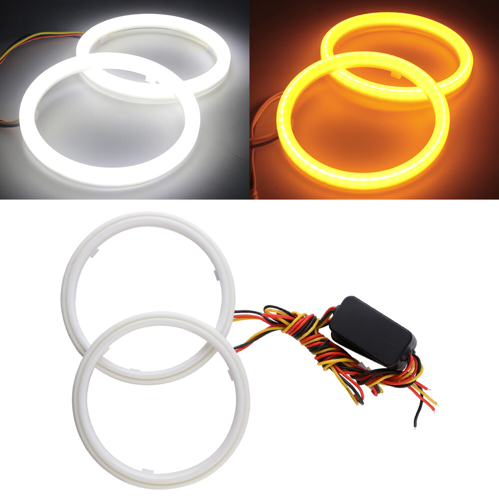 1Pair White/Amber 60mm 70mm 80mm 90mm 100mm COB Cotton Light Halo Ring Angel Eye