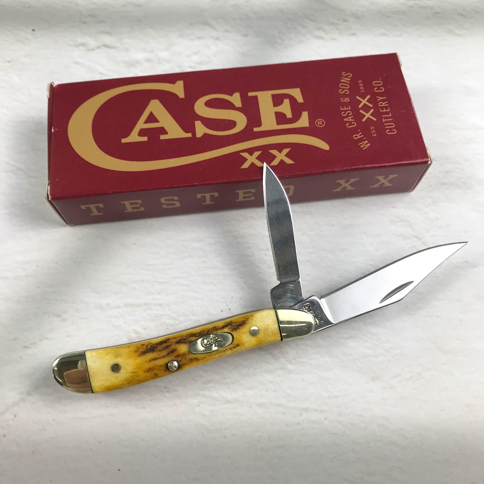 Case xx Knives 00048 Peanut Genuine Sambar Stag Handle Pocket Knife Stainless