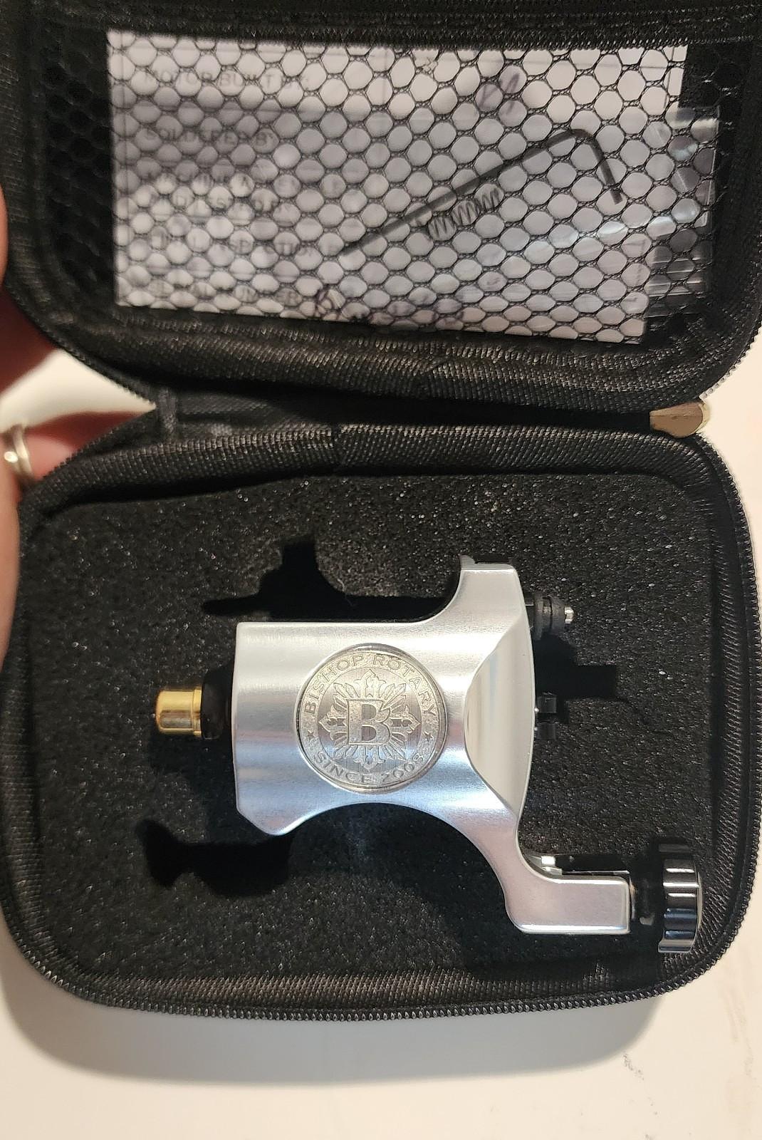 Bishop Rotary V6 Rotary Tattoo Machine Platinum Silver w/ RCA Cord BR33243