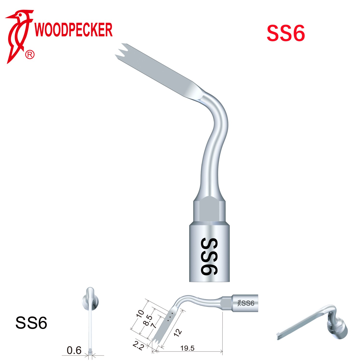 Woodpecker Dental Perio Bone Surgery Tips SS6 for Surgic Smart  & Satelec Perio