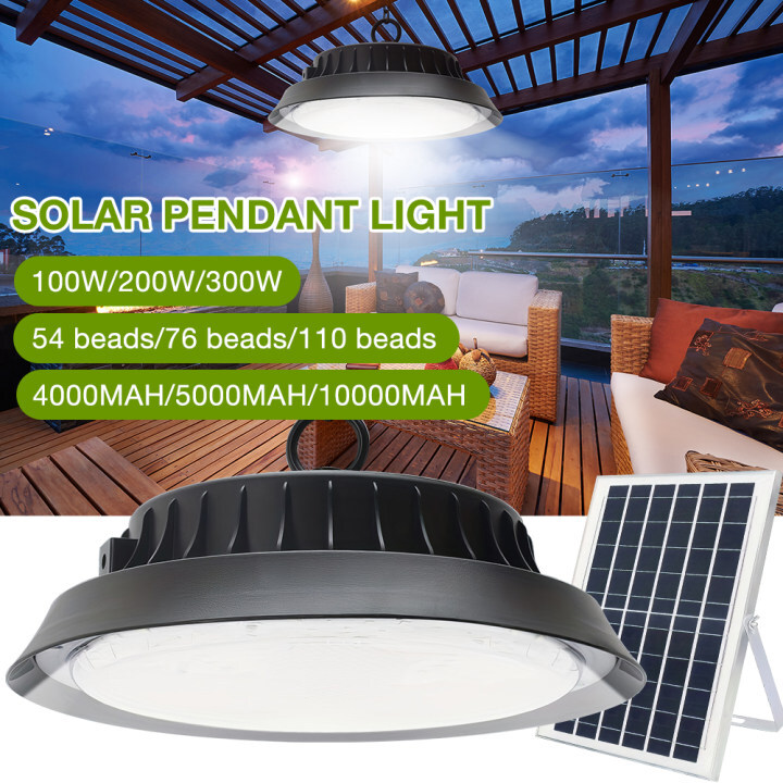 LED Solar Power Pendant Lights Garage Shop Lamp Shed Barn Gazebo Yard Outdoor