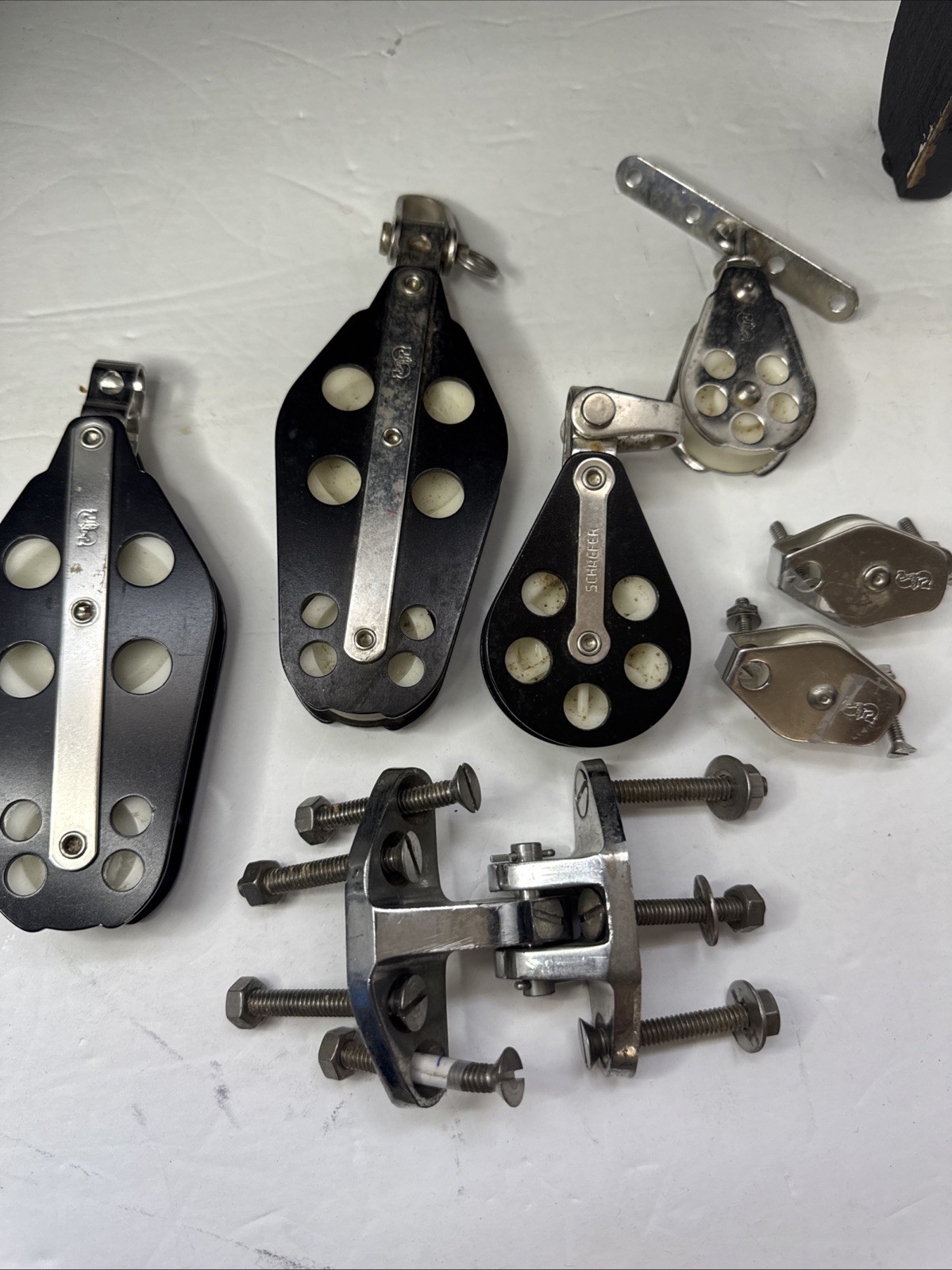Lot Of (7) Fiddle Block, Schaefer Pulley Sailboat Rigging Gear Hinge