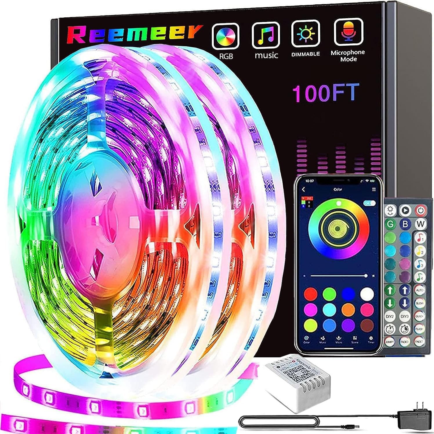 Luces LED De Decoracion Para Cuarto Casa TV RGB Tiras Luz LED 100 Pies NEW US..