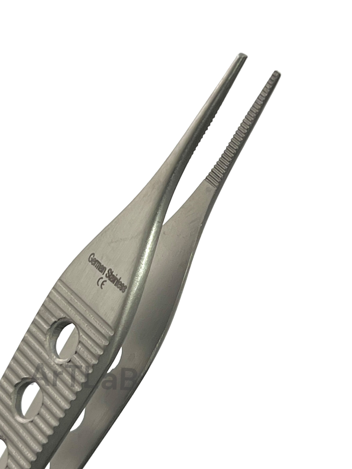 Fine Serrated Tip Adson Dressing Forceps 4.75" w/ Gold Perforated Handle, STR