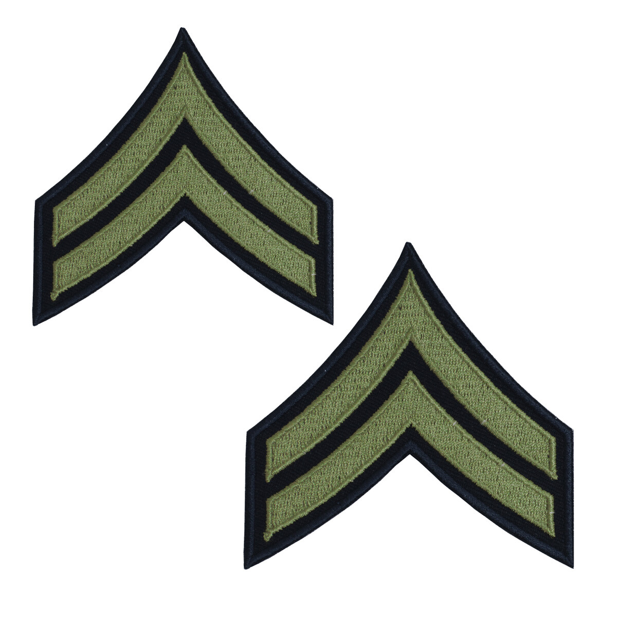 Pair of Corporal Stripes Badge Olive -WW2 Repro American Rank Patch Army CPL New