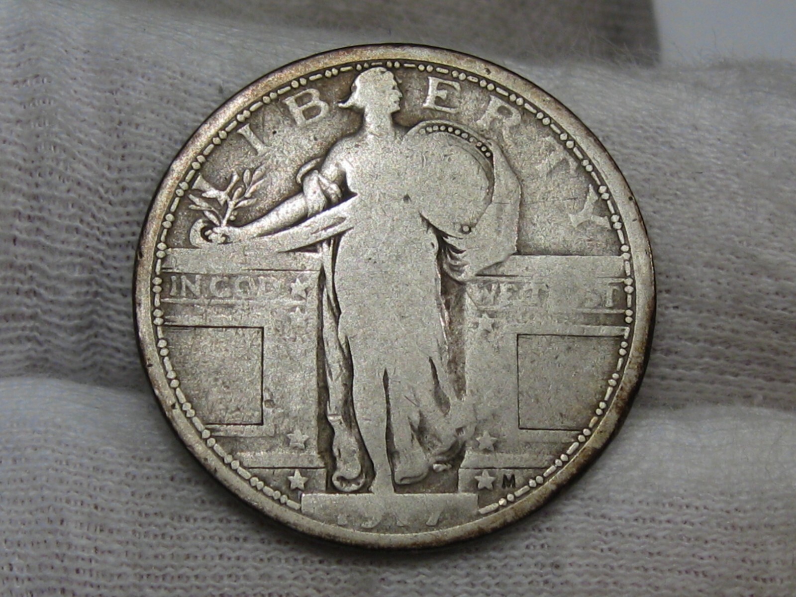 1917 T-1 Type 1 Standing LIBERTY Quarter.  #73