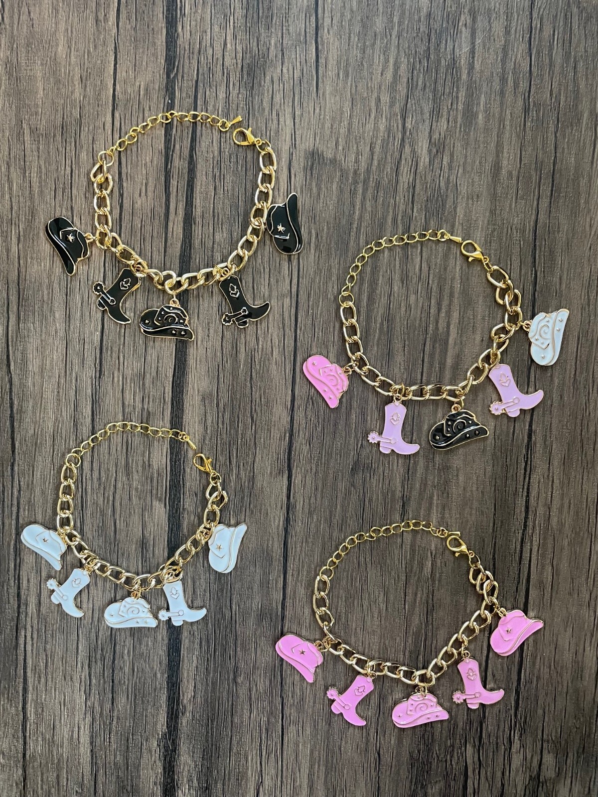 Handmade 4- Piece Western Charm Bracelet Set