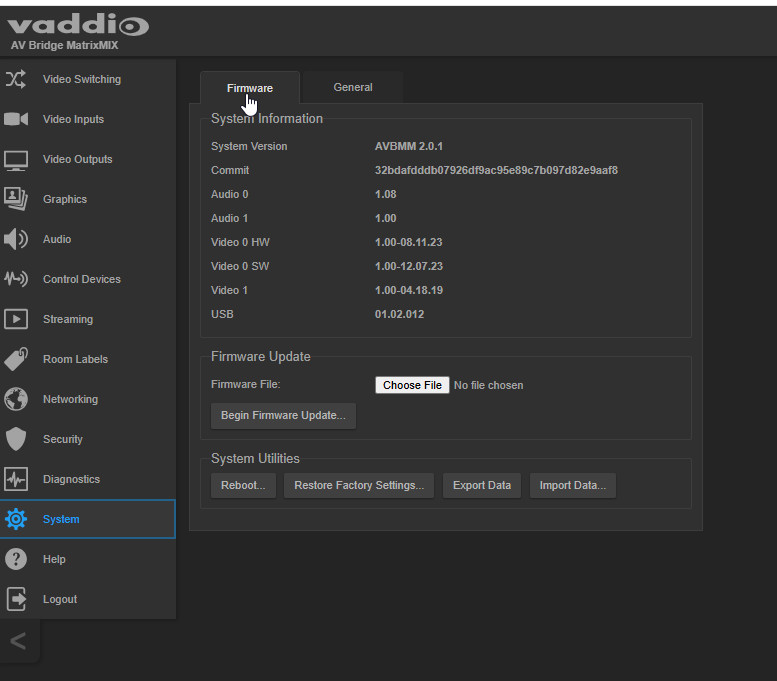 Vaddio AV Bridge MatrixMIX Multipurpose AV Switcher 998-5660-000