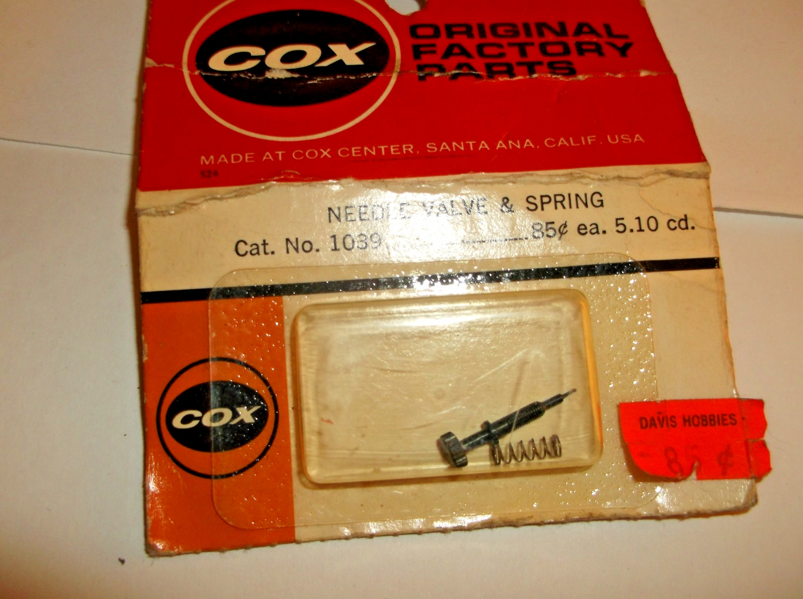 Cox Genuine Pee Wee .020 Needle Valve & Spring Thimble Drome Pack #1039 NOS