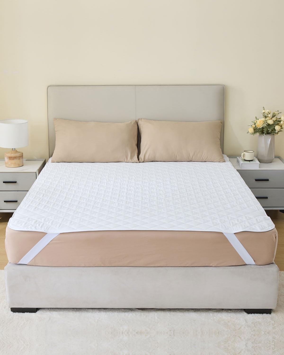 Queen Size Bed Pads (60"x80") with Straps (1 Pack), Washable and Waterproof ,...