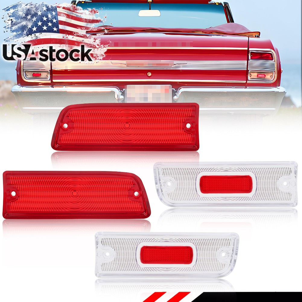 4PCS Red Rear Tail Light & Backup Light Lenses For 1964 Chevy Chevelle / Malibu