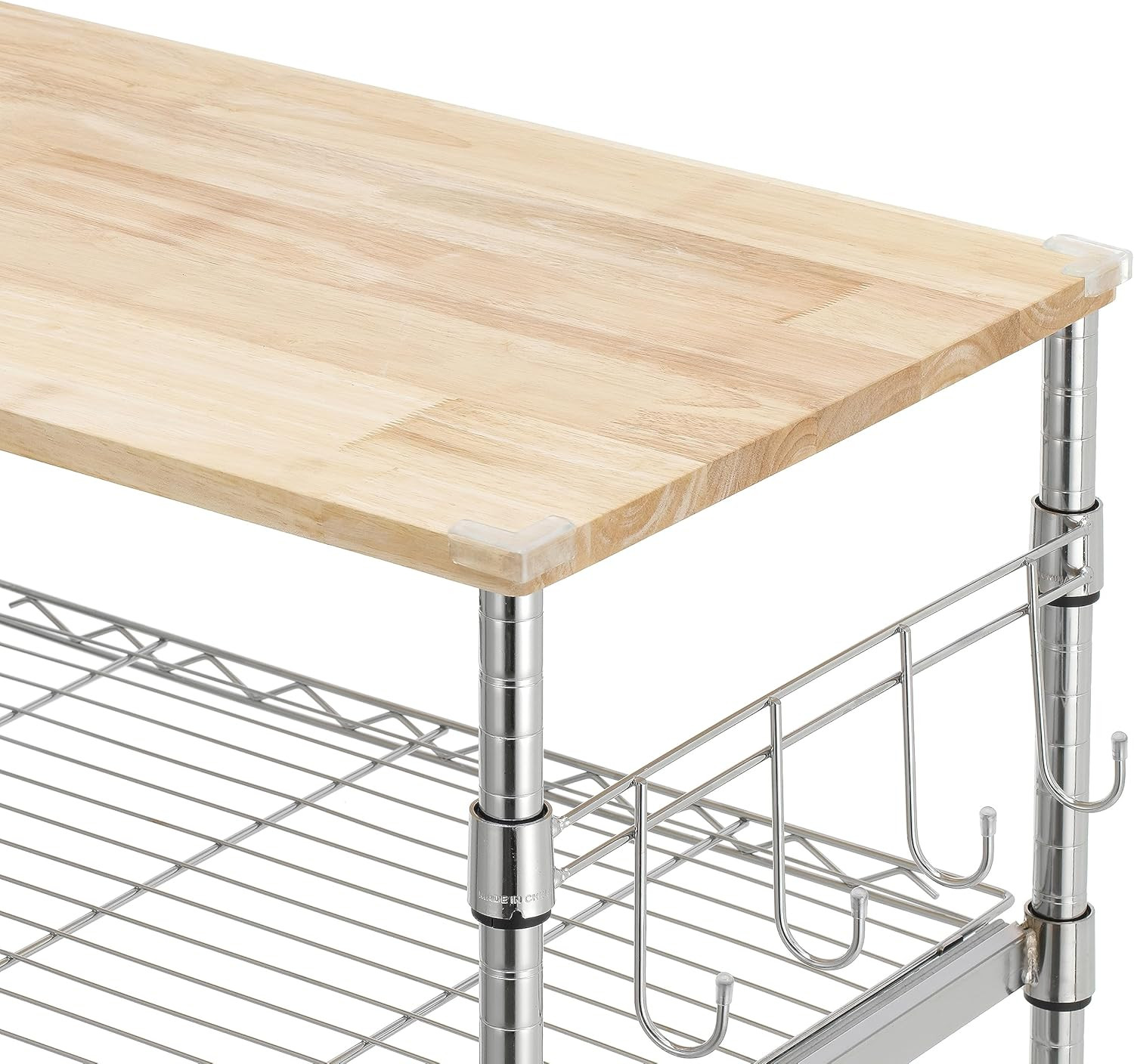 Rolling Kitchen Utility Cart with Storage Shelves, Mobile Microwave Stand on Whe