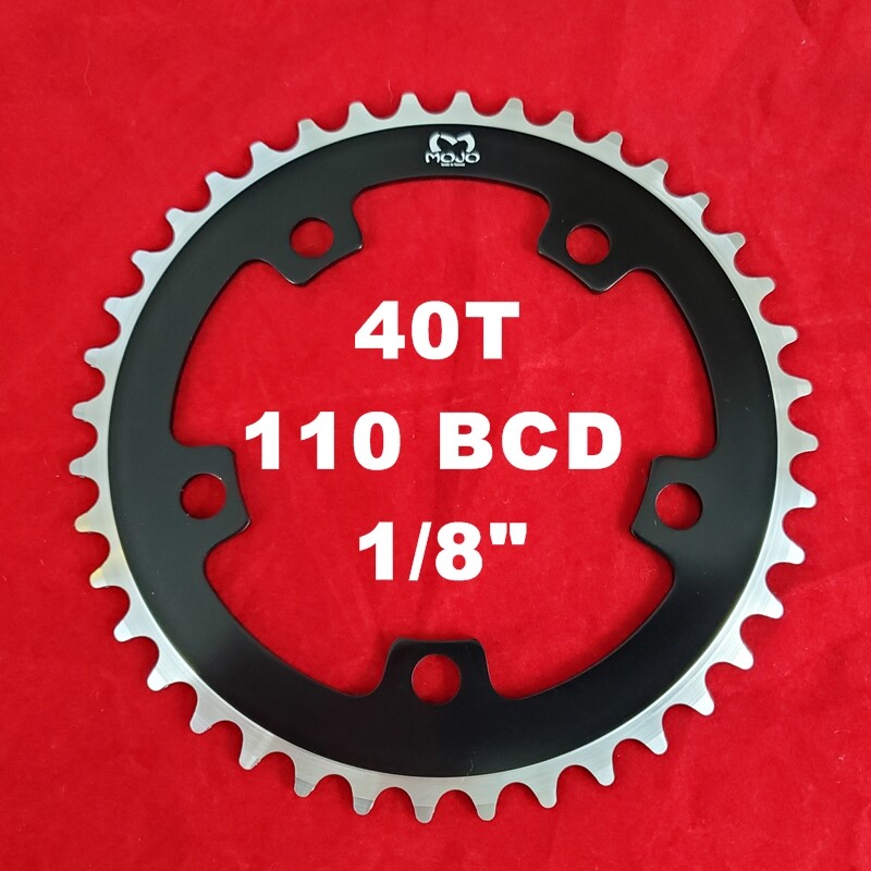 MOJO Fixed Gear Chainring 40T - 110 BCD Track Fixie single speed 1/8" - BLACK