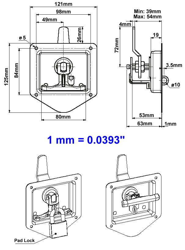 T - HANDLE HEAVY DUTY INDUSTRIAL LOCKS. Part # 115