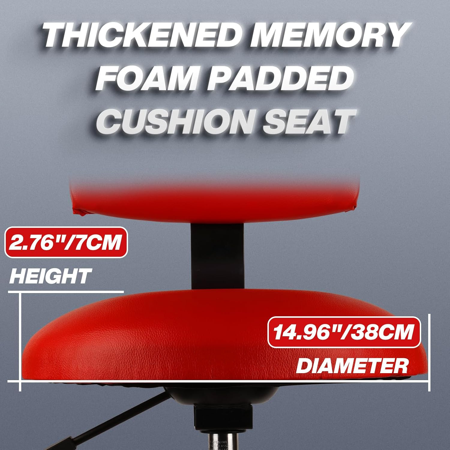 Shop Stool with Backrest, Mechanic Garage Stool for Workshop, Adjustable Shop St
