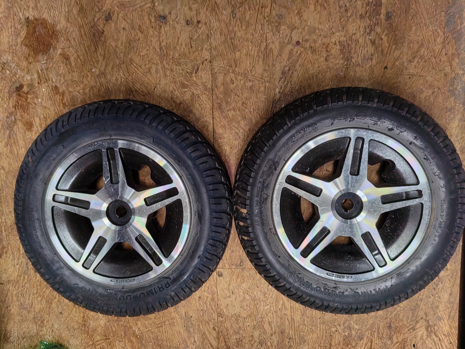 Pair of 3.00-8 Five Spoke Star Silver Rim Drive Wheel Jazzy Select HD