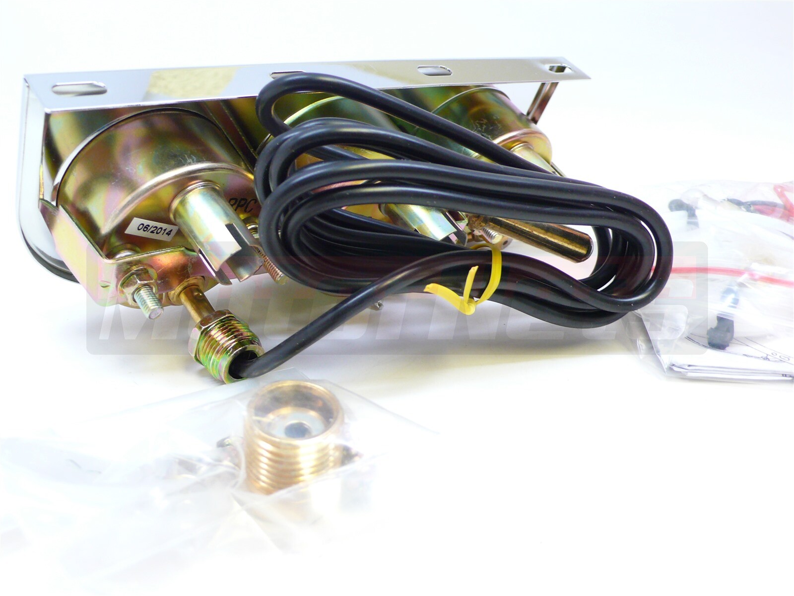 Hot Rod 2" Chrome Mechanical e Oil Pressure Water Temp. Volt Triple 3 Gauge set
