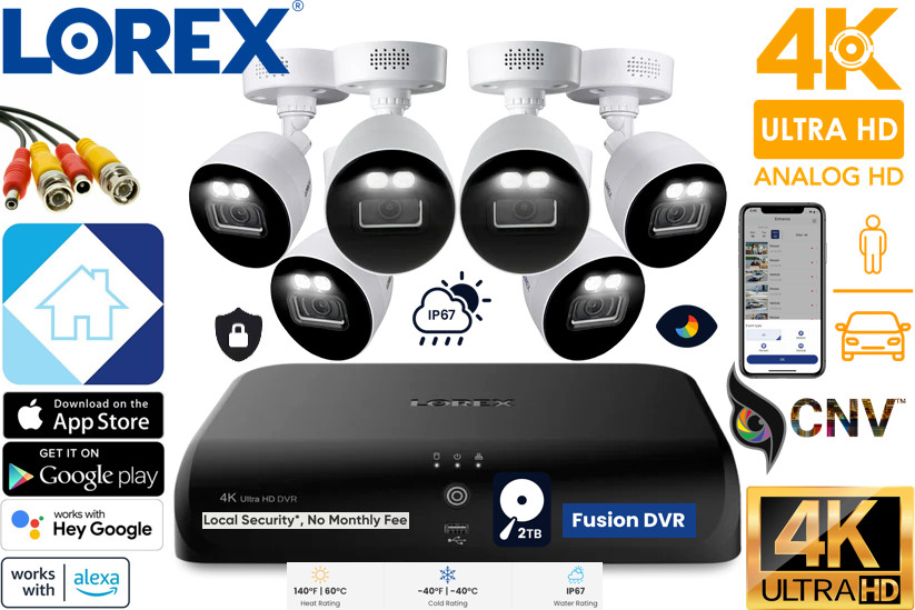 ⭐ Lorex Fusion DVR 4K 12-Channel 2TB Analog 6 Bullet Cameras Wired System NEW ⭐