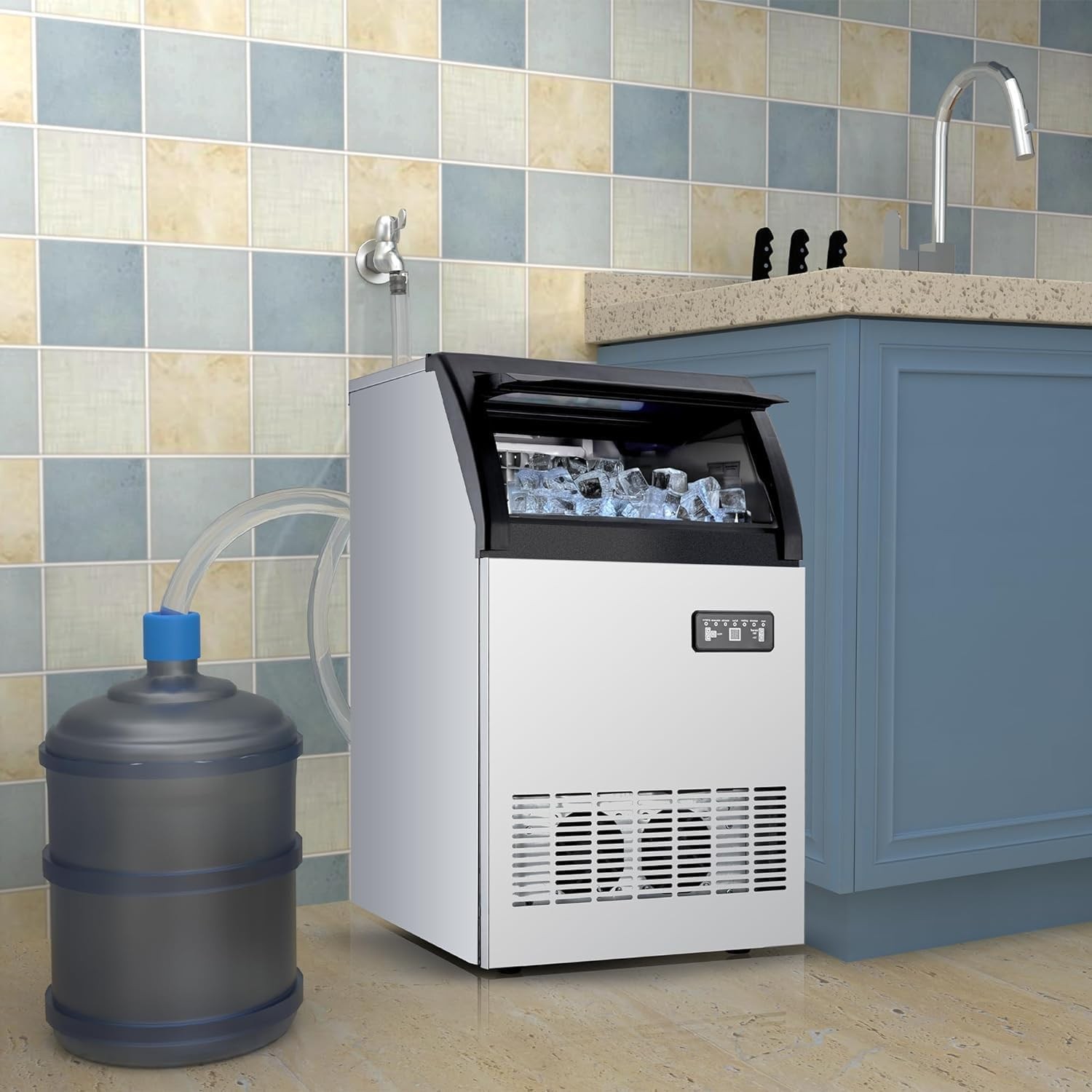 Commercial Ice Maker Ice Machine 155 lbs/24h 36 lbs Storage Bar Restaurant ETL