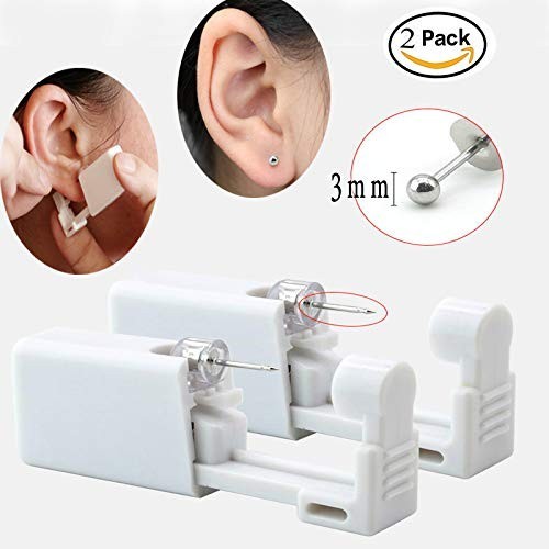 Modern 2 Pack Ear Piercing Gun with 3mm Silver Studs - Safe & Convenient