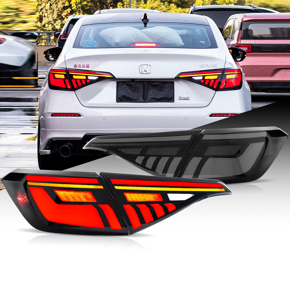 V2 Demon Eye Tail Lights for Honda Civic Sedan 2022-2025 11th Gen Smoked/White