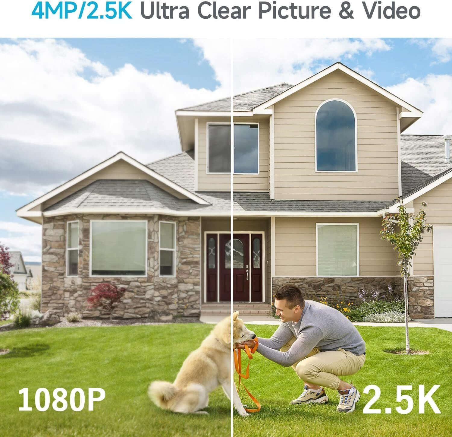 2PCS 4MP Wireless Security Camera 2K WiFi Solar Battery Power Camera Outdoor