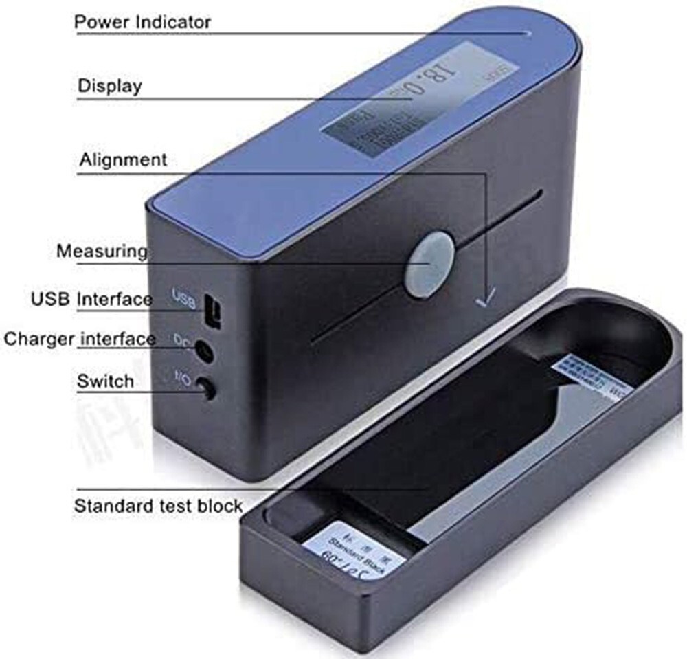 Single Angle Gloss Meter 60 Degree Glossmeter with 0-200Gu for Paint Ink Plastic