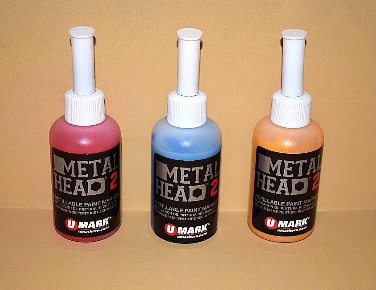 3 Metal Head Paint Marker 2 Oz Blue Yellow Red Metal Marking Craft Auto Salvage