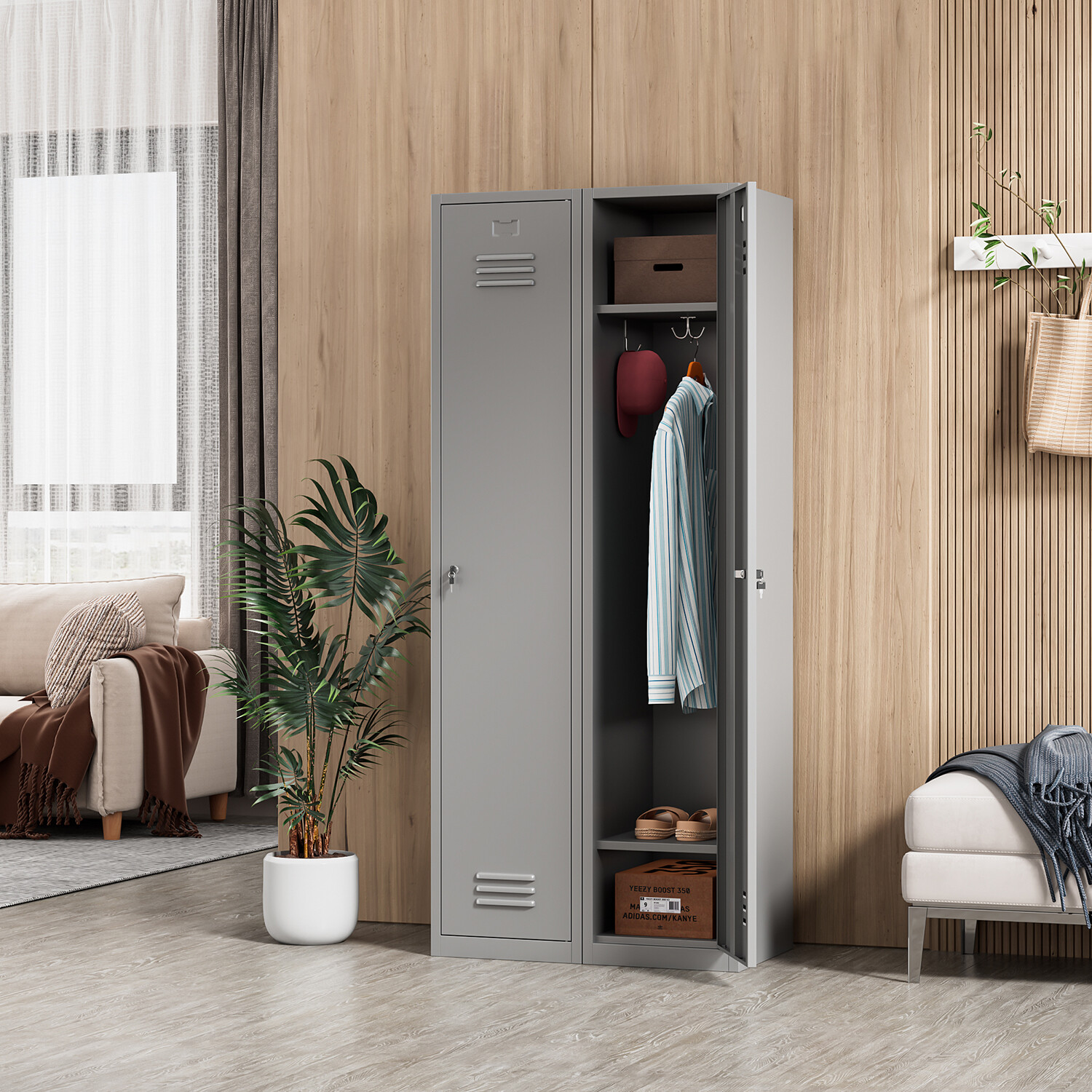 Metal Locker Metal Storage Cabinet With Doors For Employees Gym 71h Locker Home