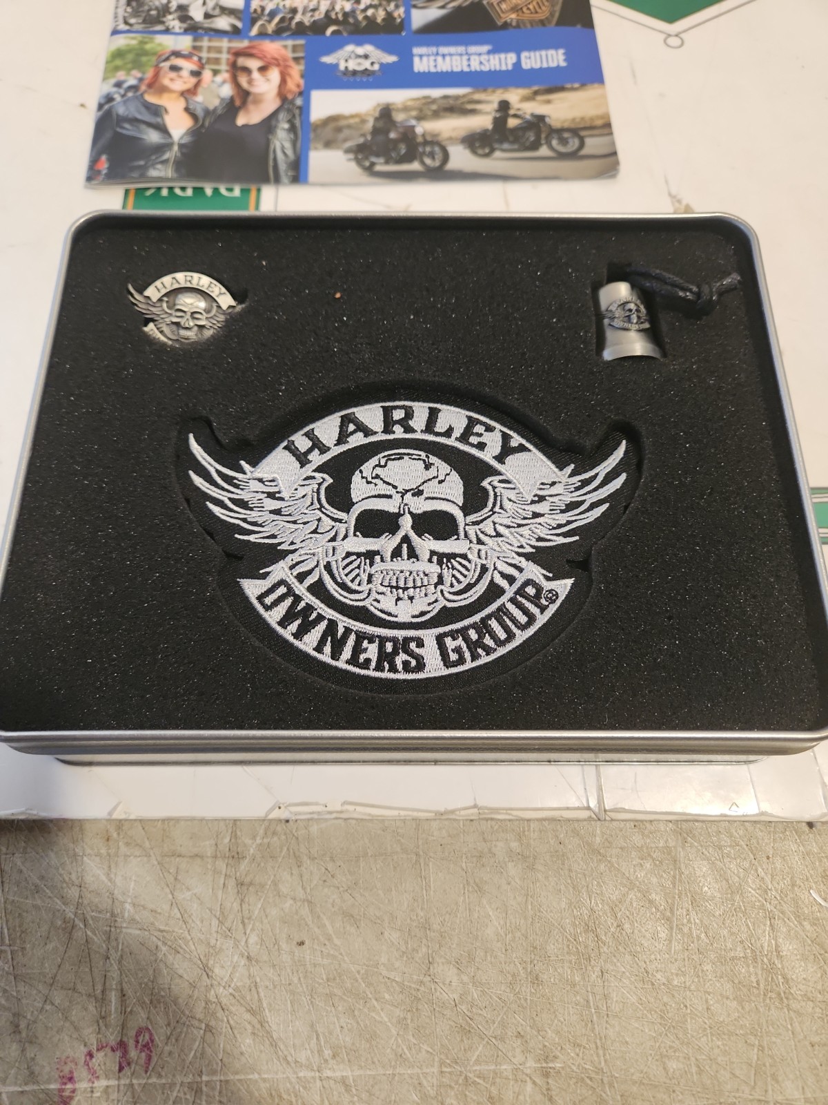 Harley-Davidson HOG Tin (Harley Owners Group) Includes Patch • Pin • Bell