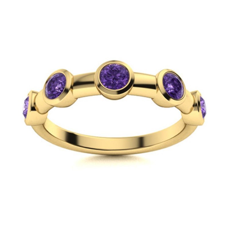 Womens day Sale Natural Amethyst Eternity Ring Jewelry 925 Sterling Silver
