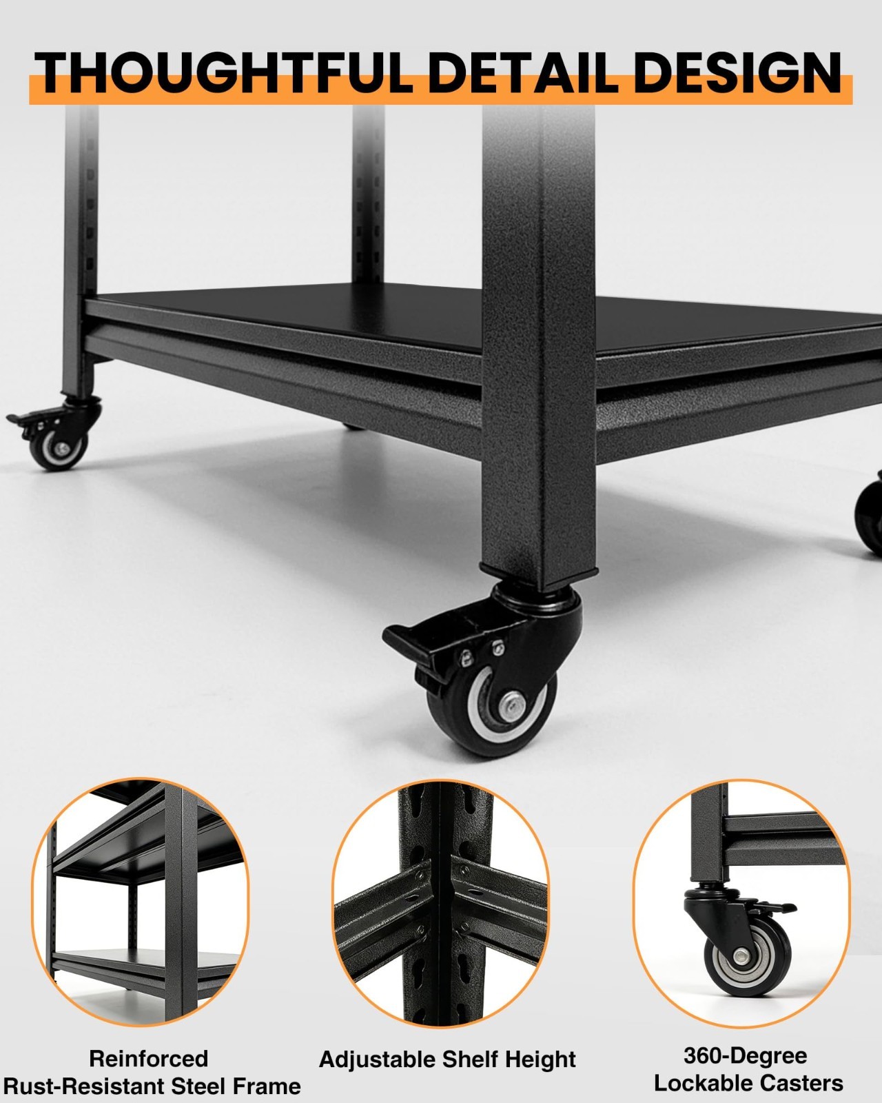 52" Mobile Garage Workbench with Lockable Wheels & Pegboard | Heavy Duty Tool Ta