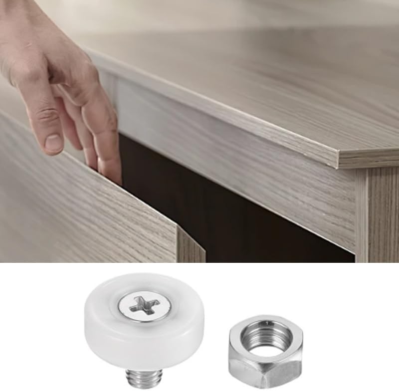 12 Pcs 19mm Drawer Rollers, White Plastic Replacement Wheels with Bearings & Nut