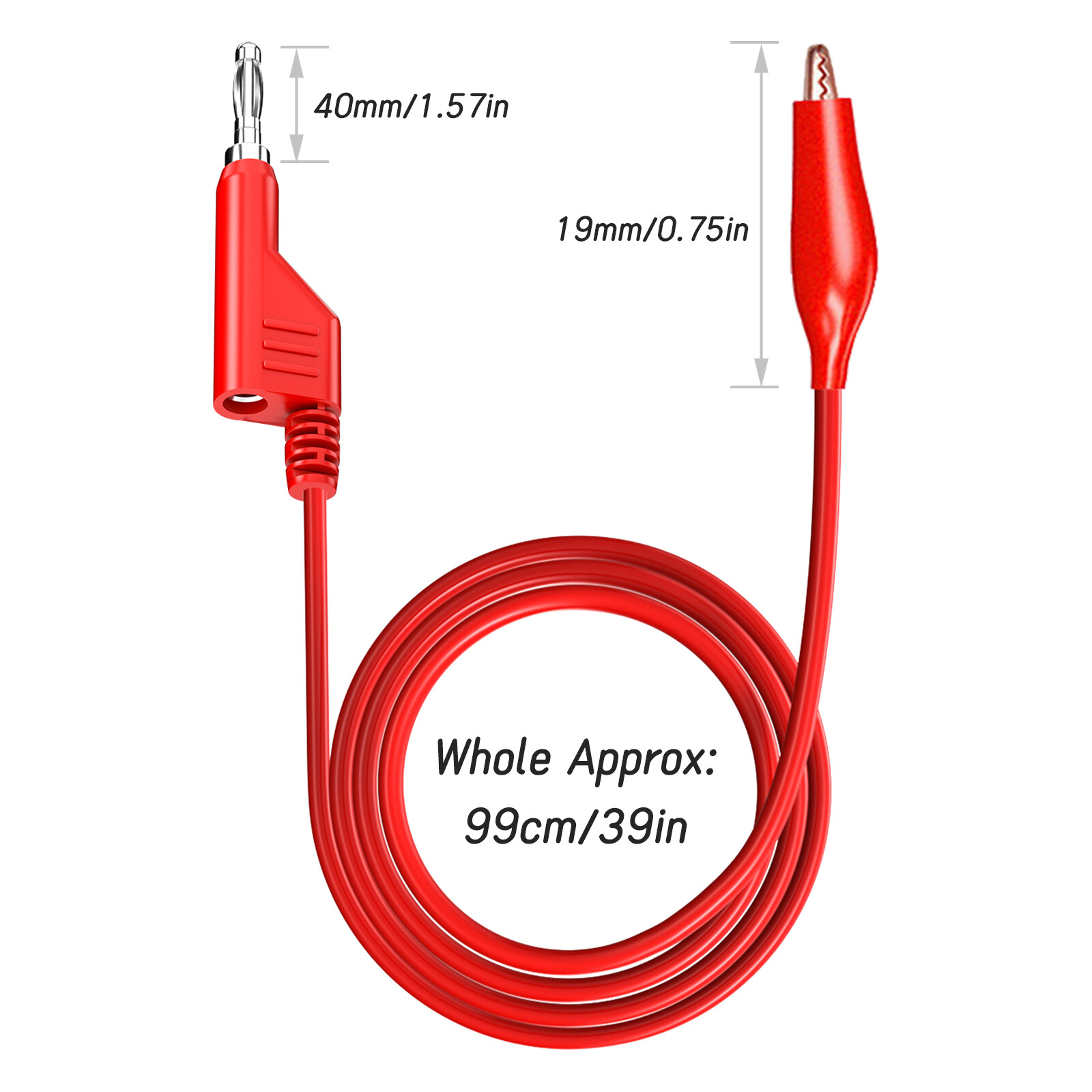 Stackabe Banana Plug to Alligator Clips Test Leads 5 Colors Flexible Wire Cable