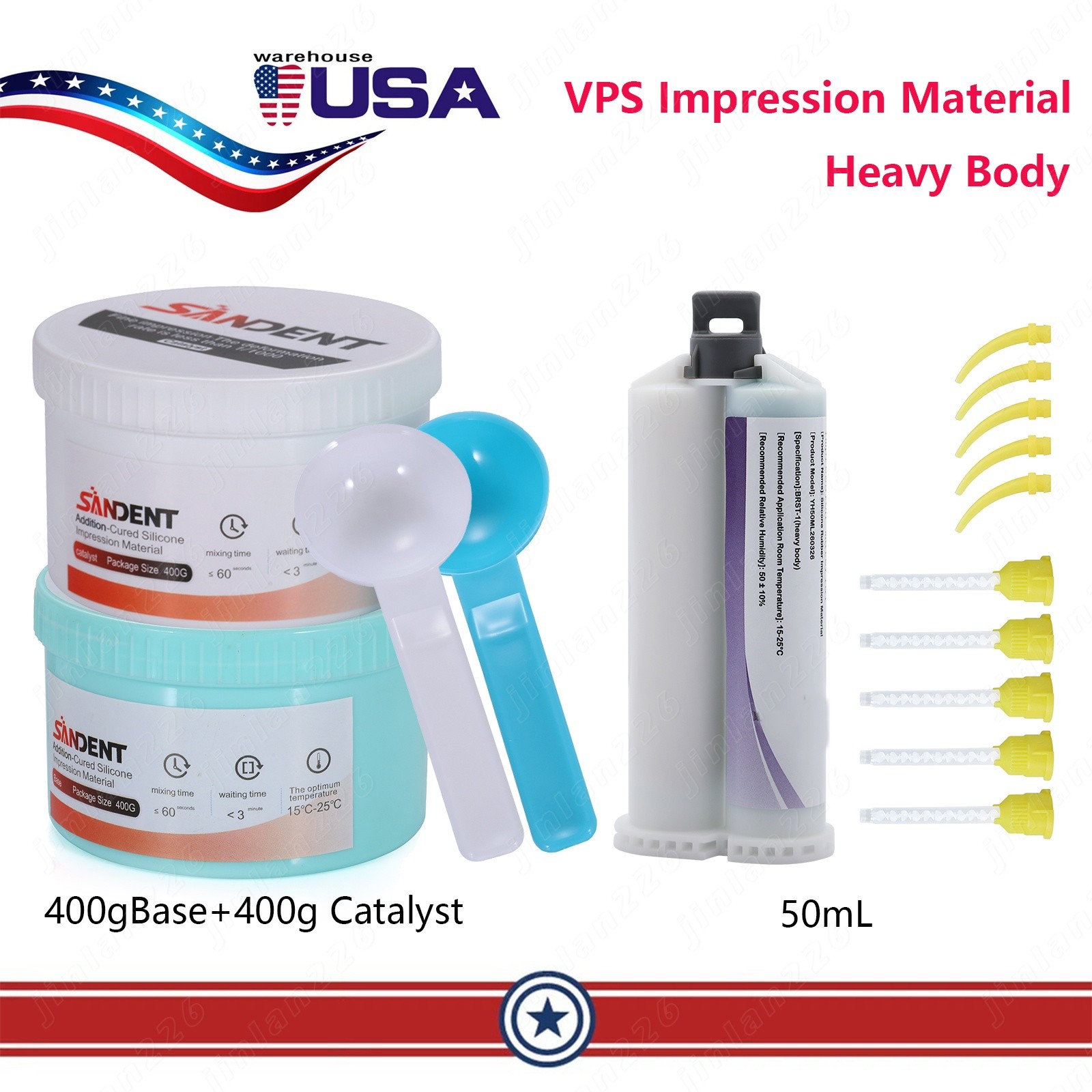 Putty PVS VPS Impression Material Base Normal Set 2*400g /Fast 2*25ml Cartridge