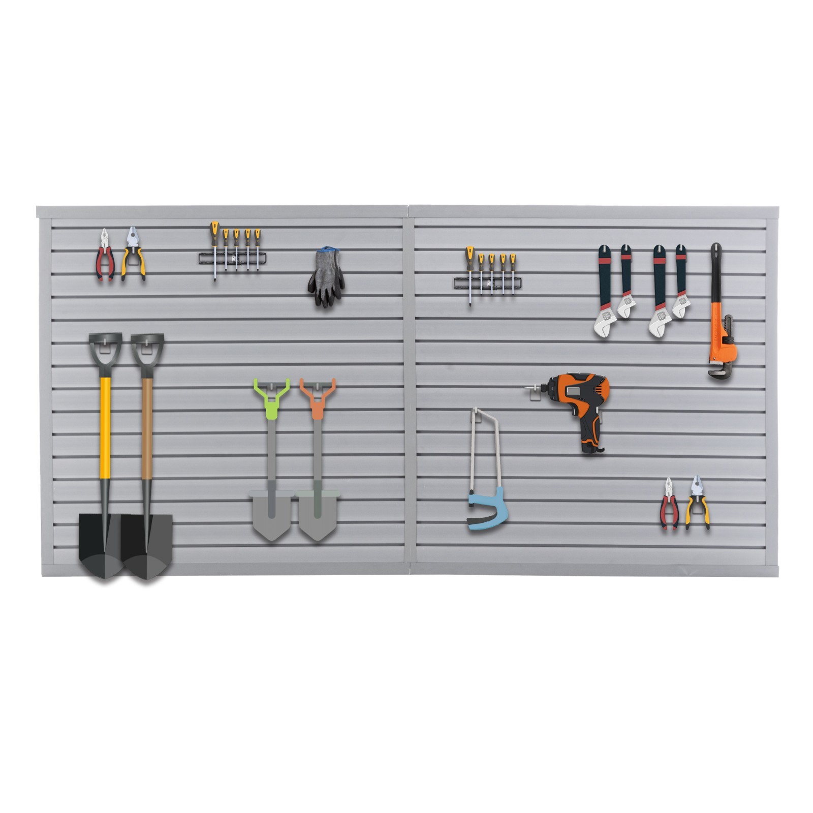 8 x4 PVC Slat Wall Paneling Interlocking Slatwall Panels Garage Storage - Hooks