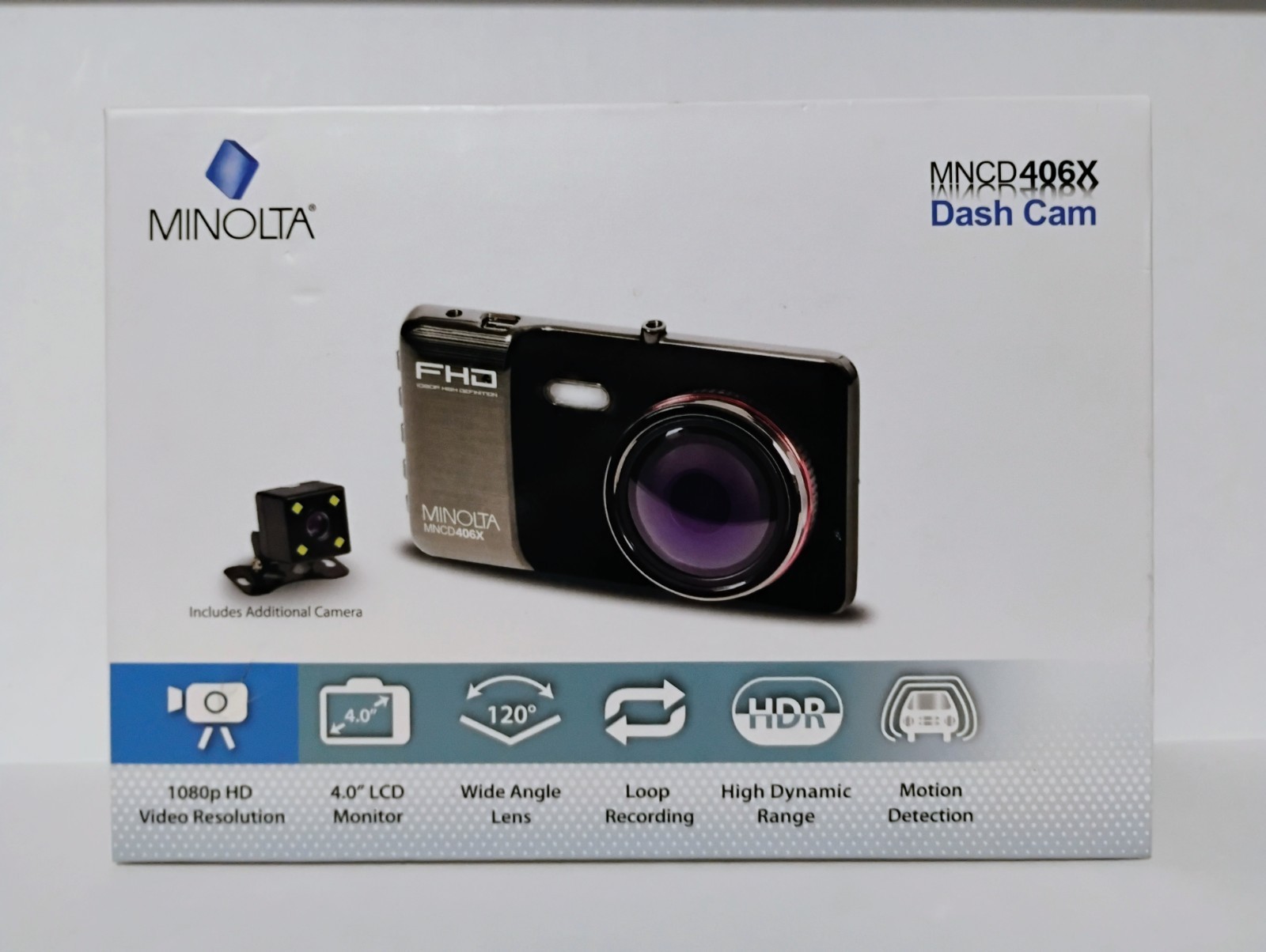 Minolta Dash Cam 1080p Full HD Red Dash Camera 4-Inch LCD Screen MNCD406X