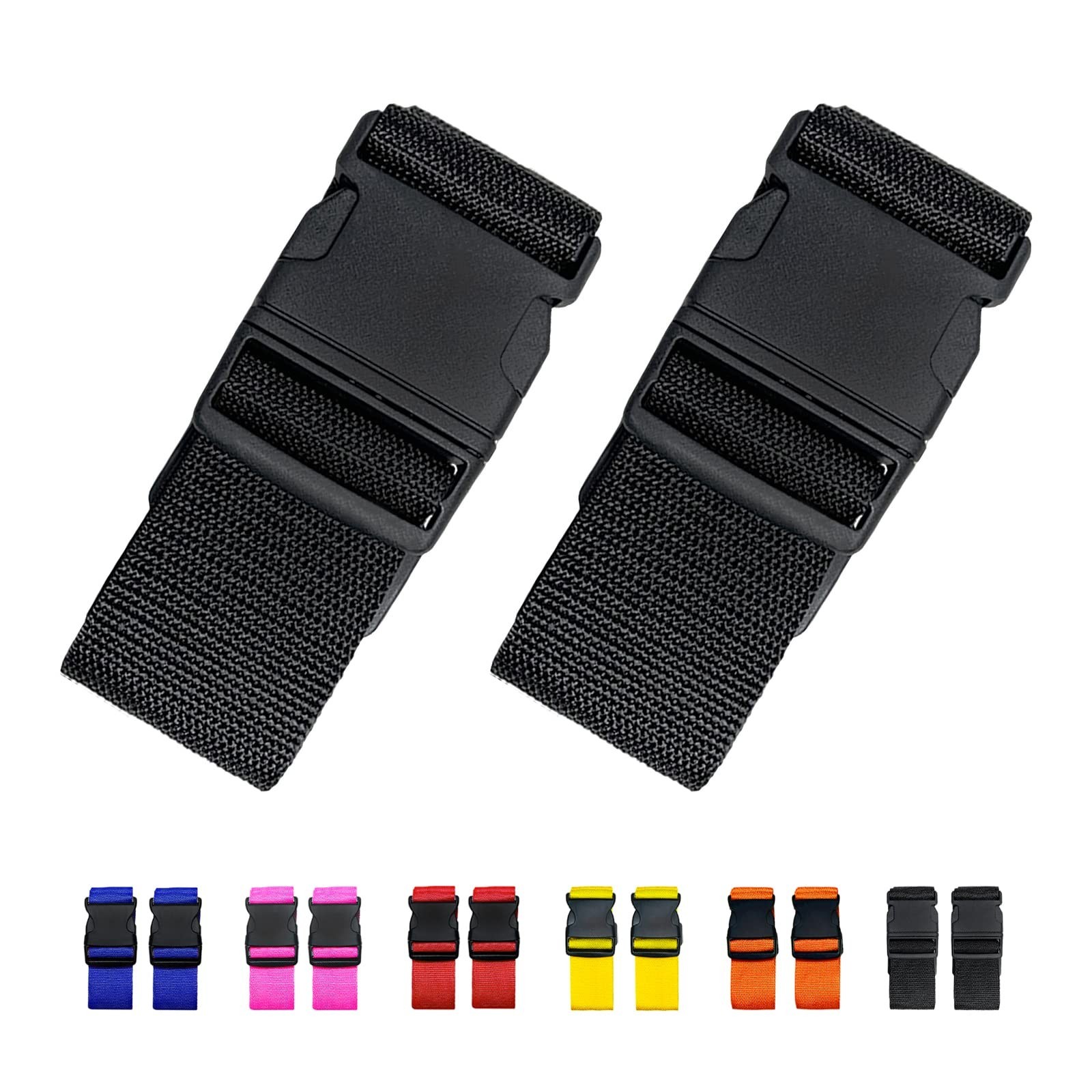 2 Pack Suitcase Straps, Bright Color Adjustable Luggage Belts, TSA Approved (...