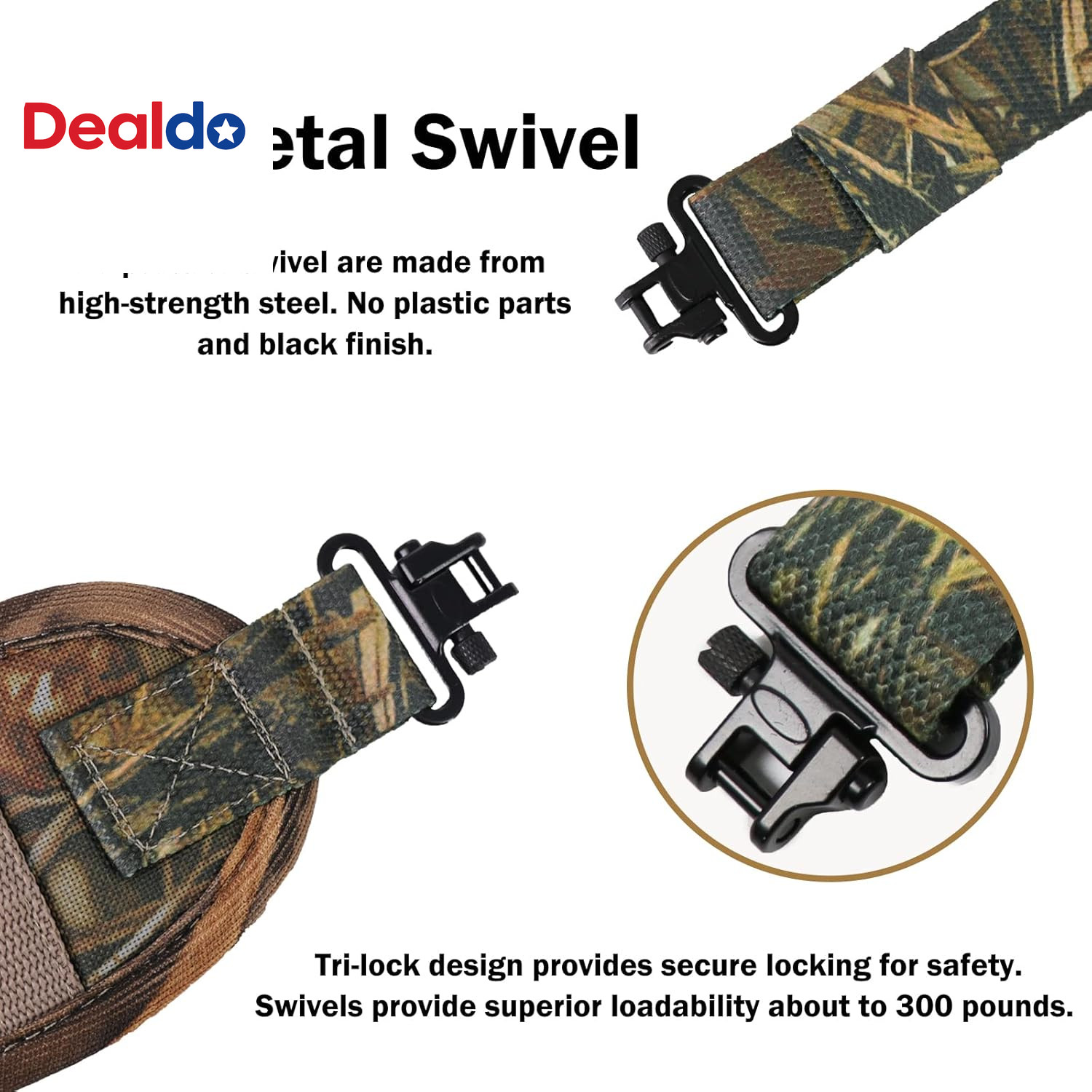 Full Camo 2 Point Gun Shotgun Rifle Sling with Quick-Grab Handle, 3 Accessories