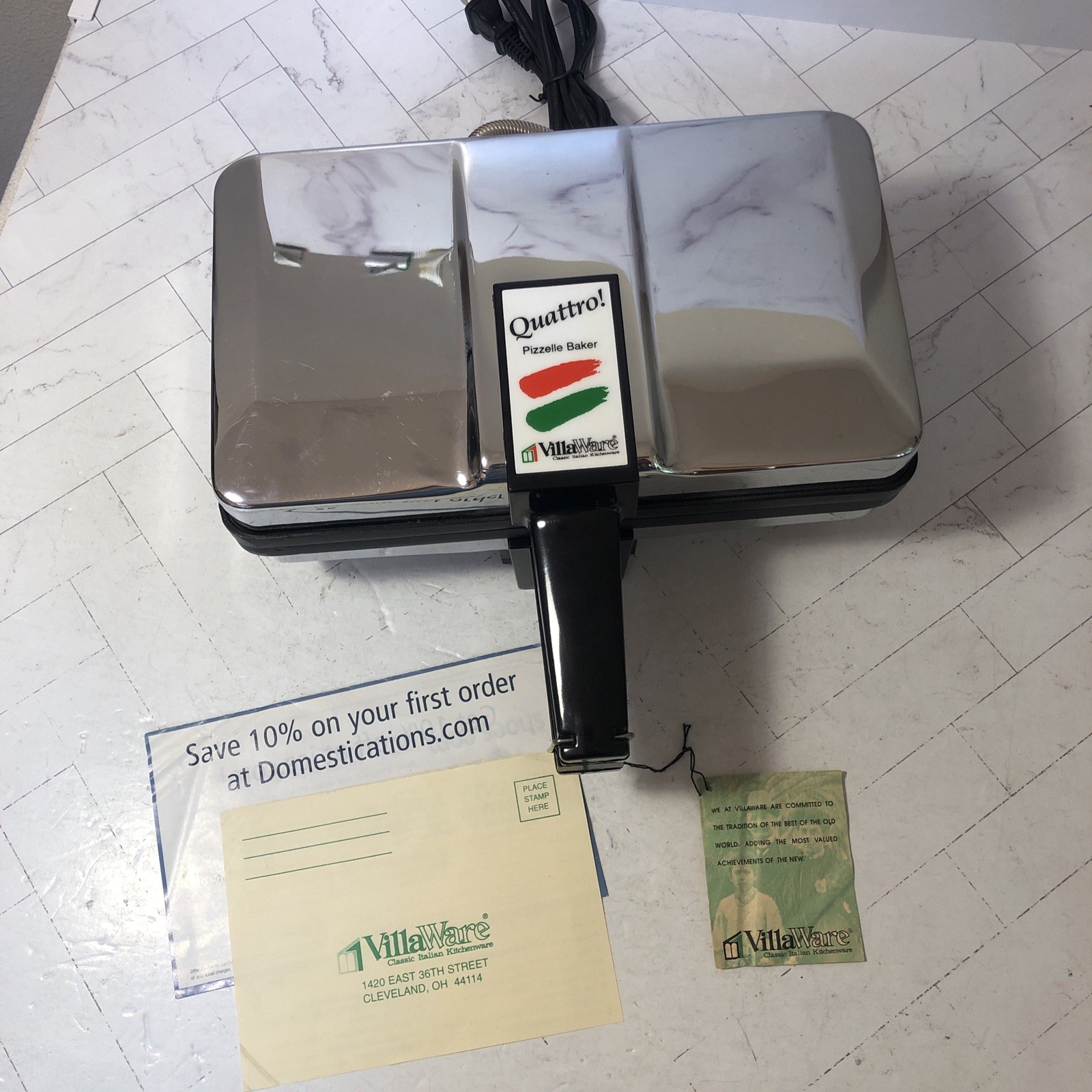 Villaware Quattro Pizzelle Baker 3850 Italian Cookie Maker NEW UNUSED No Box