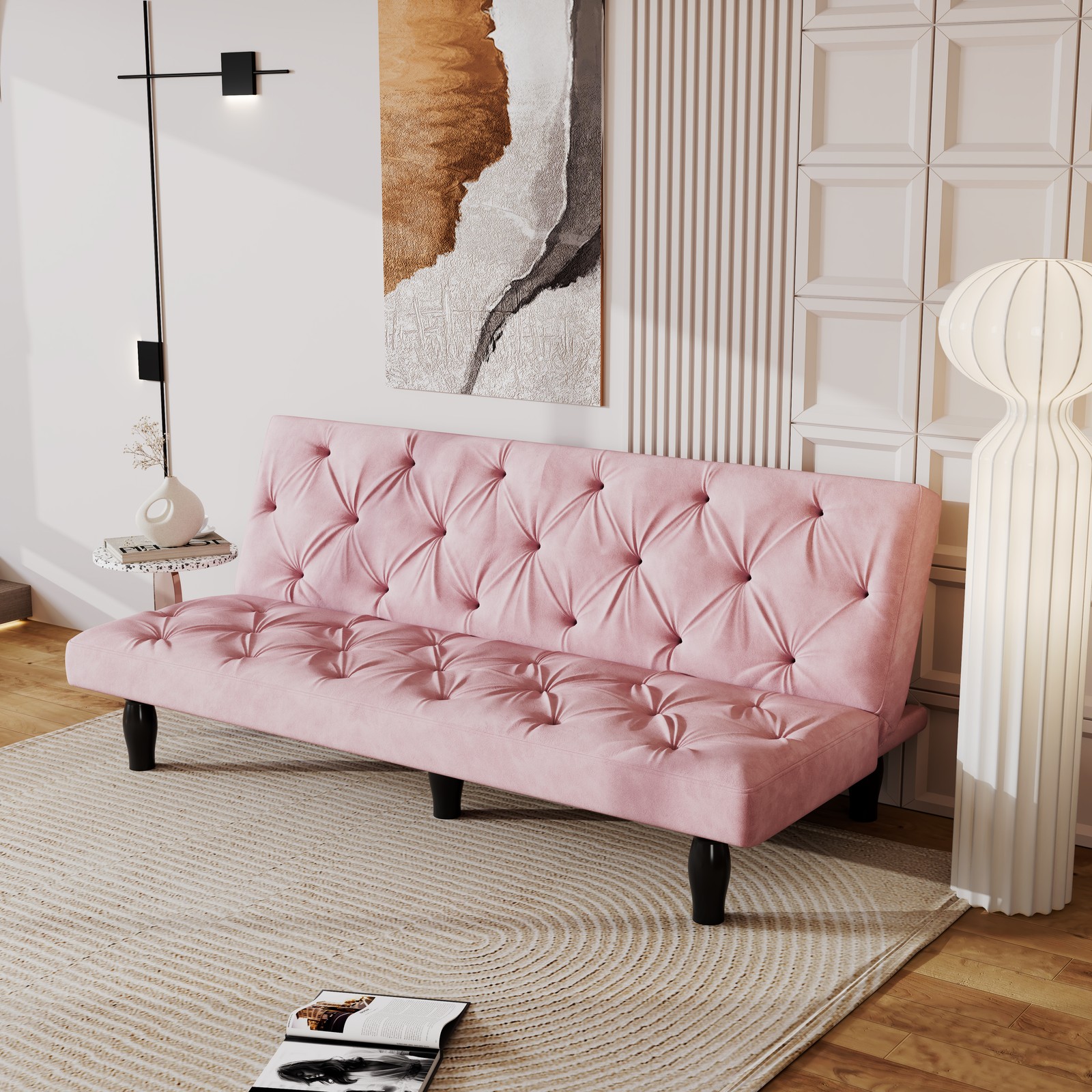 66" Velvet Sofa Bed Living Room Sleeper Sofa-to-Bed Transforms Seamlessly
