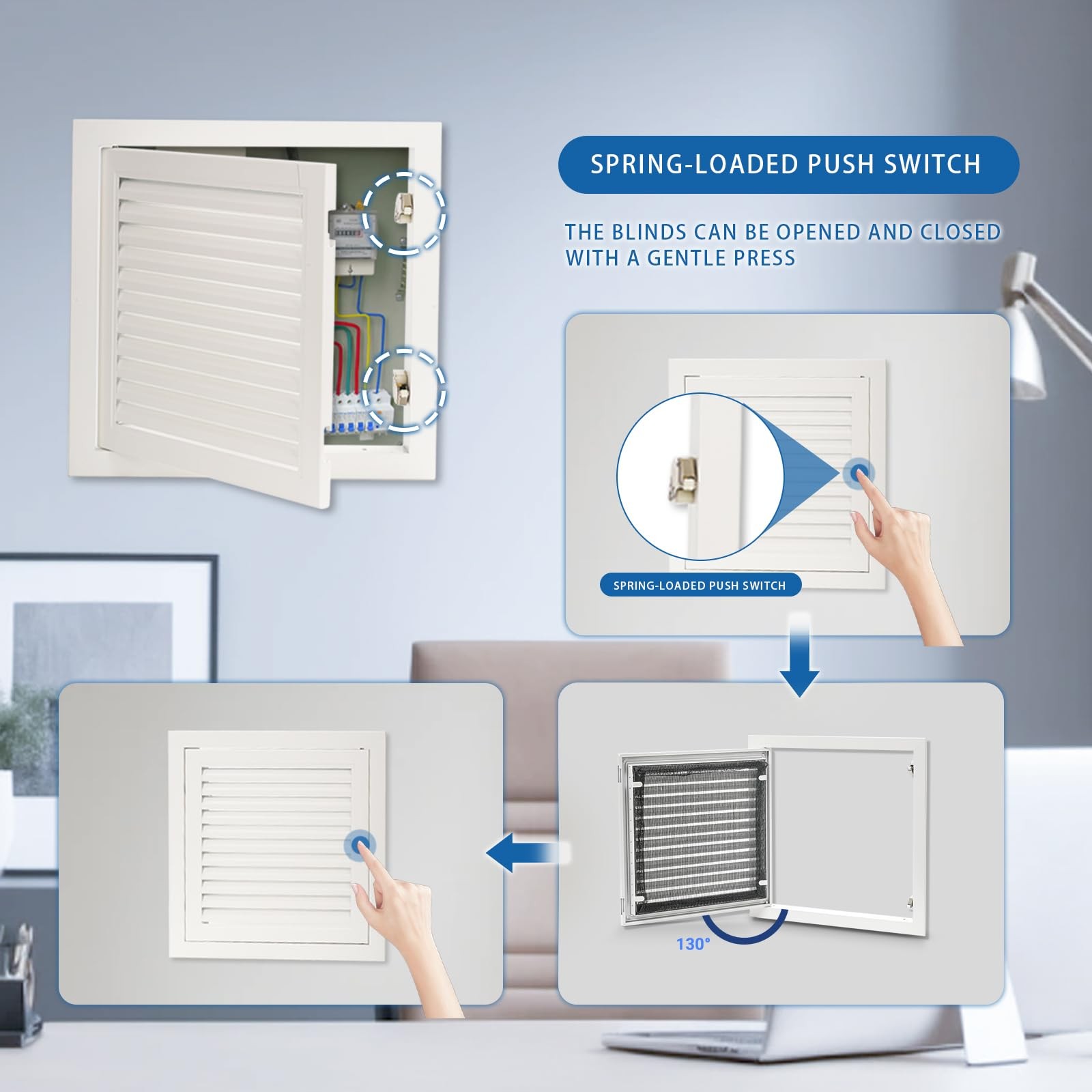 17.4 x 17.4 Louvered Access Panel with Push-Button Switch - Access Panel with...